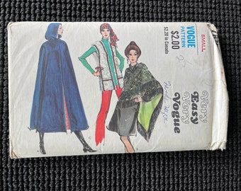 Vintage Vogue 7885 Misses Cape Vest Shawl Sewing Pattern Size 8-10 UNCUT Easy