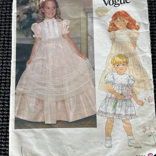 Vintage Little Vogue 2866 Girls Dress and Pinafore Sewing Pattern Size 3 UNCUT