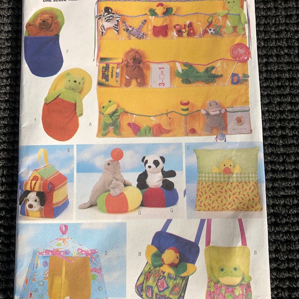 Butterick 5507 Bean Bag Animal Pals Accessories Sewing Pattern UNCUT Carrier Bean Bag Chair Tent Organizer