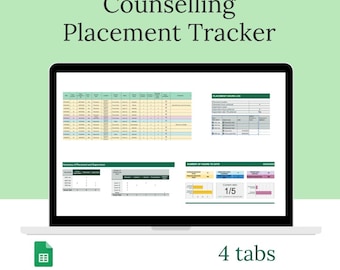 Counselling Placement Tracker, 100 Hour Practicum/Internship (Google Sheets)