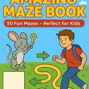Printable Maze Puzzle Book for Kids – 50 Unique Labyrinths – A4 PDF & PNG Files