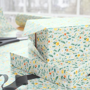 Spring Floral Wrapping Paper, Yellow Wildflower Gift Wrap for Her Birthday, Botanical Present Wrap, Easter Gift Wrap, Garden Party Paper