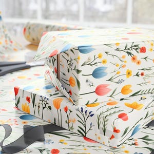 Colorful Wildflower Wrapping Paper, Bright Floral Gift Wrap for Spring, Birthday Presents, Cheerful Garden Party Paper, Nature Inspired Wrap