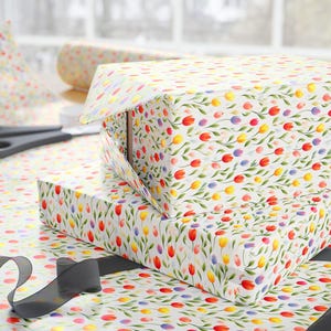 Bright Tulip Wrapping Paper, Colorful Spring Gift Wrap for Birthday or Easter, Floral Present Wrap, Garden Party Paper, Cheerful Gift Wrap