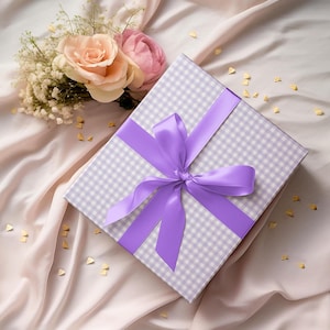 Bridal Wrapping, White and Pink Gingham Wrapping Paper, Gift for Her Baby Shower, Birthday or Spring Celebration, Soft Check Pattern,