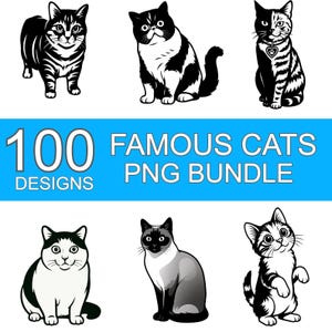 100+ Famous cats PNG Bundle Clipart cat breeds Cute cats cut files Cats PNG’s