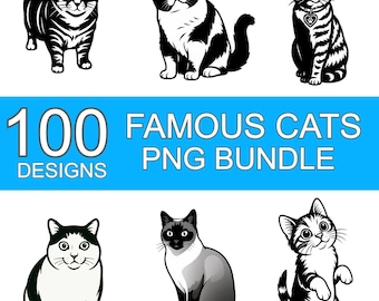 100+ Famous cats PNG Bundle Clipart cat breeds Cute cats cut files Cats PNG’s