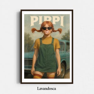 Pippi, Heidi y Bibi como carteles retro: arte vintage al estilo de los años 70 | Descarga digital como decoración de pared.