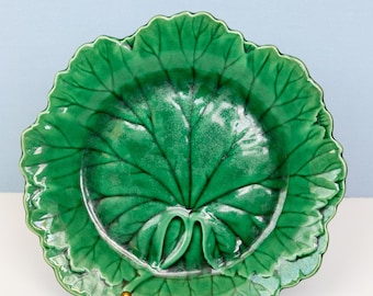 Vintage Wedgwood Green Majolica Leaf Plate - Cabbageware
