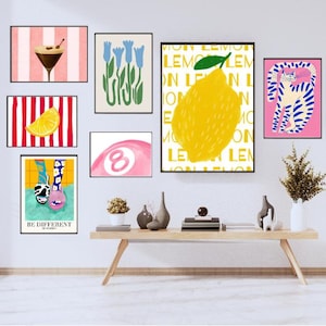 100 pezzi di arte murale di tendenza, MEGA BUNDLE, arte murale massimalista, set da parete per gallerie massimaliste, arte murale estetica, arredamento per la casa massimalista, stampe di tendenza