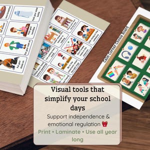 Zestaw wizualny na dni szkolne | Poranna rutyna i zasady klasowe dla osób z autyzmem do wydrukowania