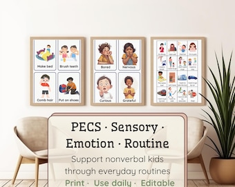 Visual Support Bundle for Nonverbal Kids – PECS, Routine, Feelings, Regulation Cards | Autism Communication Tools
