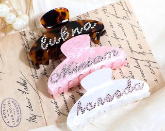 Custom Name Rhinestone Hair Claw Clip: Personalized Hair Accessory