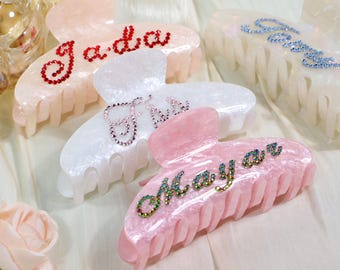 Custom Initial Rhinestone Hair Clip: Elegant Wedding Hairpiece