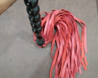 Handmade Red Cowhide Leather Flogger: 18 Inch Soft Tail