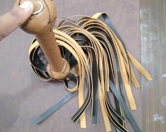 Handmade Black Leather Flogger: 50 Flexible Tails, Soft Touch