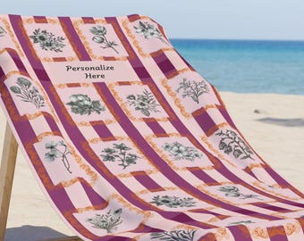 Vintage Floral Beach Towel – Personalized Gift
