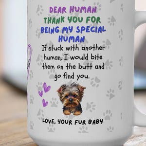 Personalized Yorkie Mug: Dog Lover Gift with Paw Prints
