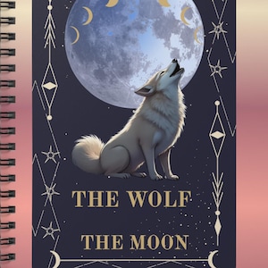 Celestial Wolf Spiral Notebook - Dreamy Journal, School Supplies, Gift for Writers, Moon Lovers, Art Planner, Magical Decor
