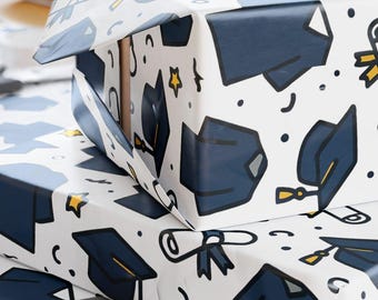 Graduation Cap and Diploma Wrapping Paper | Graduation Gift Wrap