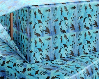 Scuba Diving Under the Sea Wrapping Paper | Ocean Theme Gift Wrap