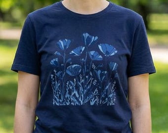 Maglietta floreale monocromatica: maglietta unisex ispirata alla natura