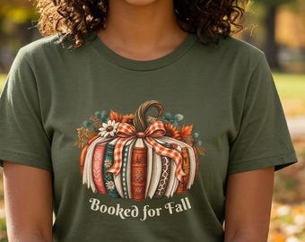 Booked for Fall Shirt, Bookish Pumpkin Sweatshirt, Fall Reader Tote Bag, Pumpkin Magnet, Book Lover Gift, Autumn Reading