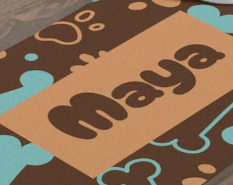 Personalized Bone-Shaped Pet Feeding Mat: Custom Dog Placemat