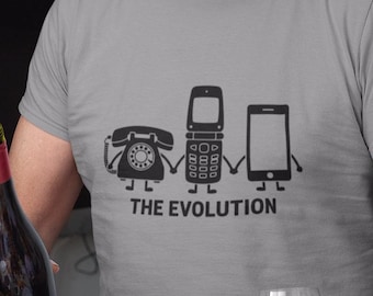 Camiseta com estampa da evolução do celular | Camiseta com estampa retrô da evolução do smartphone