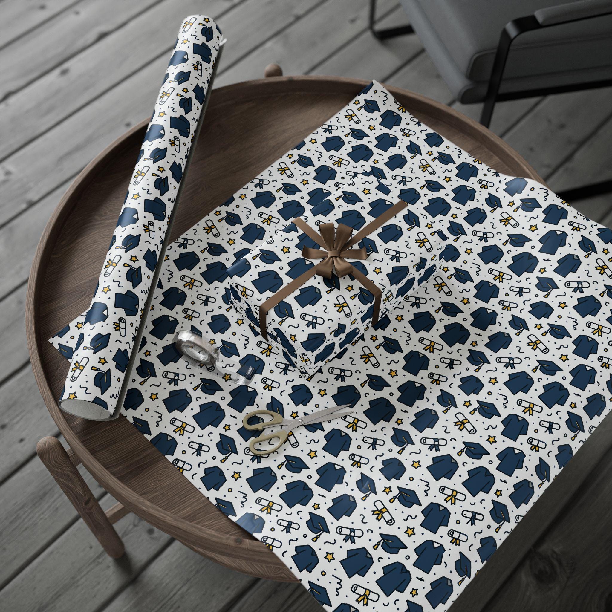 Graduation Cap and Diploma Wrapping Paper | Graduation Gift Wrap - Etsy