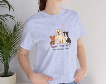 Personalize Peace, Love, Dogs T-Shirt - Adorable Pet Lover Tee