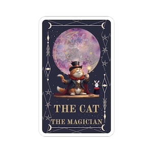 Magical Cat Tarot Sticker, Cat Lover Gift, Tarot Card Lover, Witchy Cat Sticker, Cute Pet Decal, Mystical Animal Art