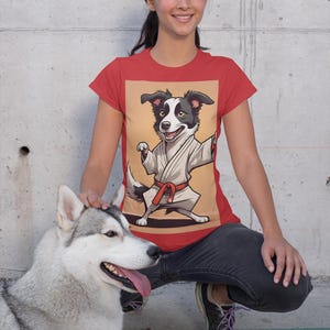 Martial Arts Dog Tee for Kids, Cartoon Pet Shirt, Funny Kids Graphic Tee, Gift for Young Karate Lovers, Cute Animal Apparel
