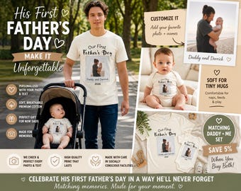 Body per la prima festa del papà, completo personalizzato con foto, regalo personalizzato per papà e figlio, ricordo per il neo papà 2026