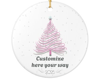 Personalized Ceramic Christmas Ornament, Custom Holiday Tree Decoration, 2026 Keepsake