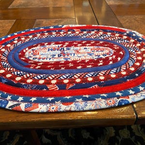 Jelly Roll Placemats, Patriotic 4th of July Placemats, handcrafted Placemats, Americana home decor Placemats, Red, White and Blue Placemats.