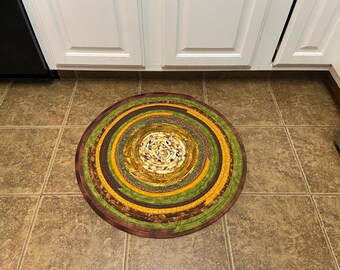Jelly Roll Rug, Autumn Jelly Roll handcrafted rug, Round 26" Rug, Autumn home decor. 100 % cotton Autumn fabric rug,
