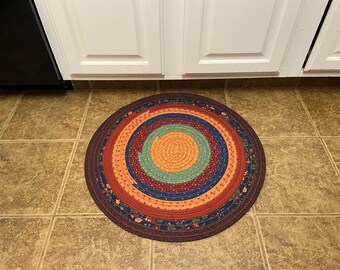 Jelly Roll Rug, Kim Diehl Jelly Roll Rug, Kim Diehl décor, 25" round fabric rug, decorative Rug, handcrafted rug