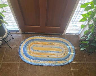 Handmade Jelly Roll Rug, 100 % cotton 26 x 45 in. Oval Rug