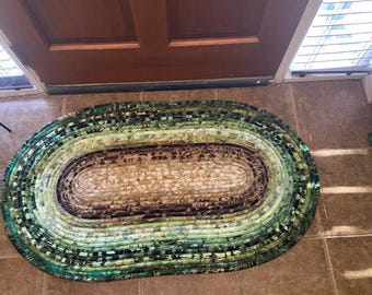 Handmade Jelly Roll Rug, 100 % cotton 26 x 45 in. Oval Rug