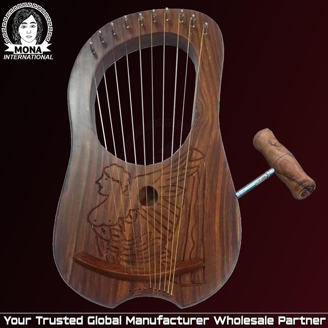 10弦ライアーハープ：エンジェルデザインの木製楽器（バッグ付き