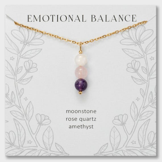 Emotional Balance Necklace – Amethyst and Rose Quartz Dainty Crystal Jewelry for  Self Love & Positivity, Healing Crystals