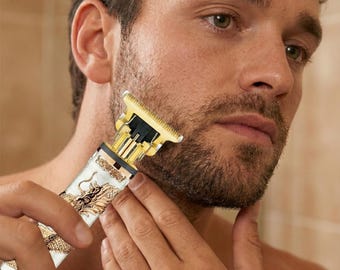 Recortadora de barba y cortapelos para barberos, kit de afeitado para hombres, set de cuidado personal y regalos de barbero / Afeitadora eléctrica