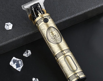 Recortadora de barba profesional / Maquinilla de afeitar inalámbrica recargable con cero espacios / Kit de afeitado con cuchilla en T