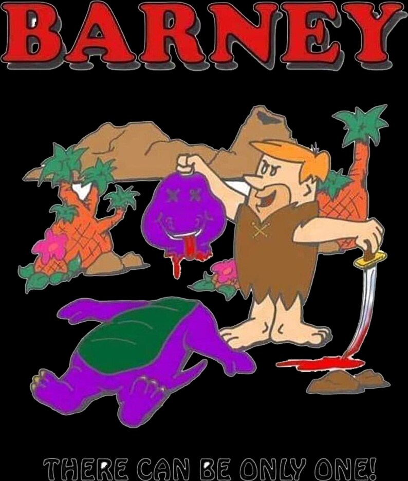Barney Rubble Vs Dinosaur T-shirt: Funny 90s Cartoon Parody - Etsy