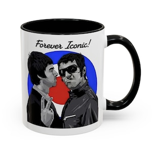 Taza de café de 325 ml inspirada en Oasis, de los Hermanos Gallagher. ¡Empieza el día como una estrella del rock y simplemente disfruta! Taza de rock indie.