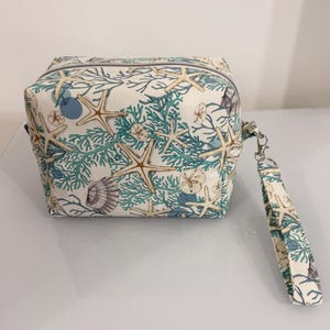Cotton Box Pouch/Bag | 7.5”x6”x4” Handmade Fabric Zipper Pouch | Travel Toiletry Bag | Project Bag | Storage Organizer