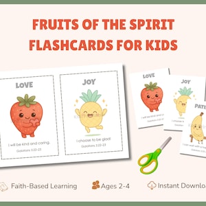 Fruits of the Spirit Flashcards: Christian Bible Activity Cards (PDF Downloadable Printables)