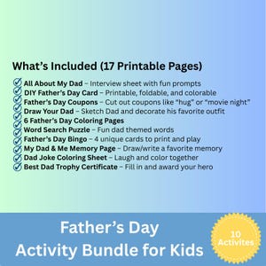 Father’s Day Activity Bundle for Kids – Printable Worksheets | Gift for ...