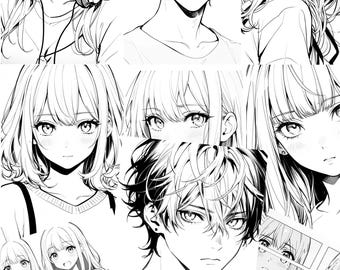 Kolorowanki Anime – 28 Dziewcząt i Chłopców Anime do Wydrukowania | Pobieranie Cyfrowe | Styl Manga Line Art dla Dzieci i Dorosłych